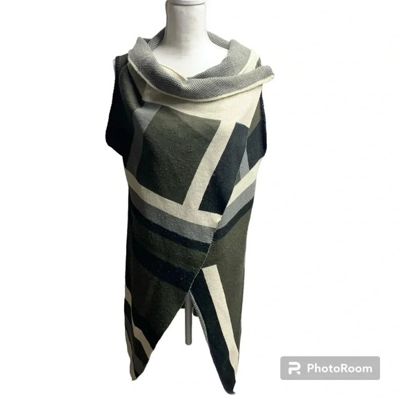 No brand unstructured wrap sleeveless  green/beige/cream/black - Picture 1 of 4